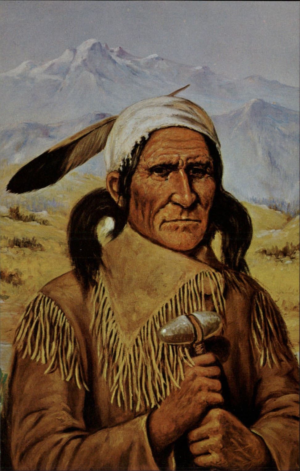 Geronimo ~ artist Henry H Cross ~ Tulsa Oklahoma museum ~ art postcard