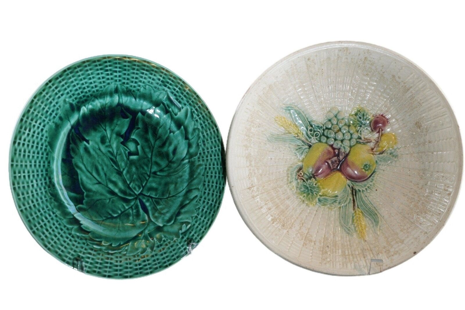 1880's Majolica Plate and shallow bowls