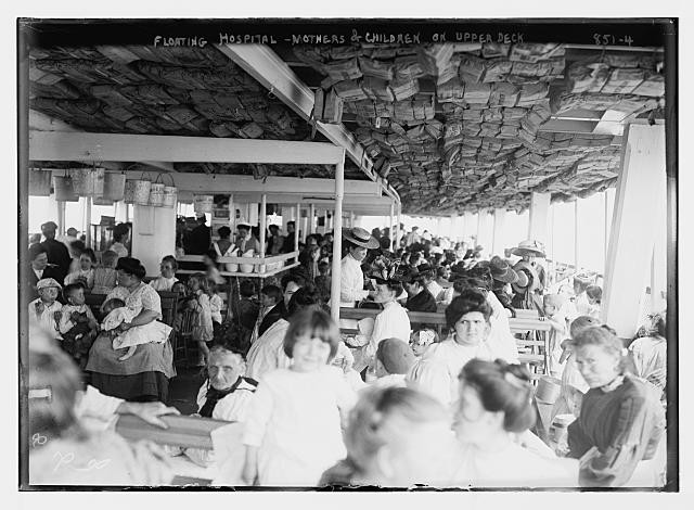 Photo:Floating Hospital Mothers Children Upper Deck 1910 Boat Interior