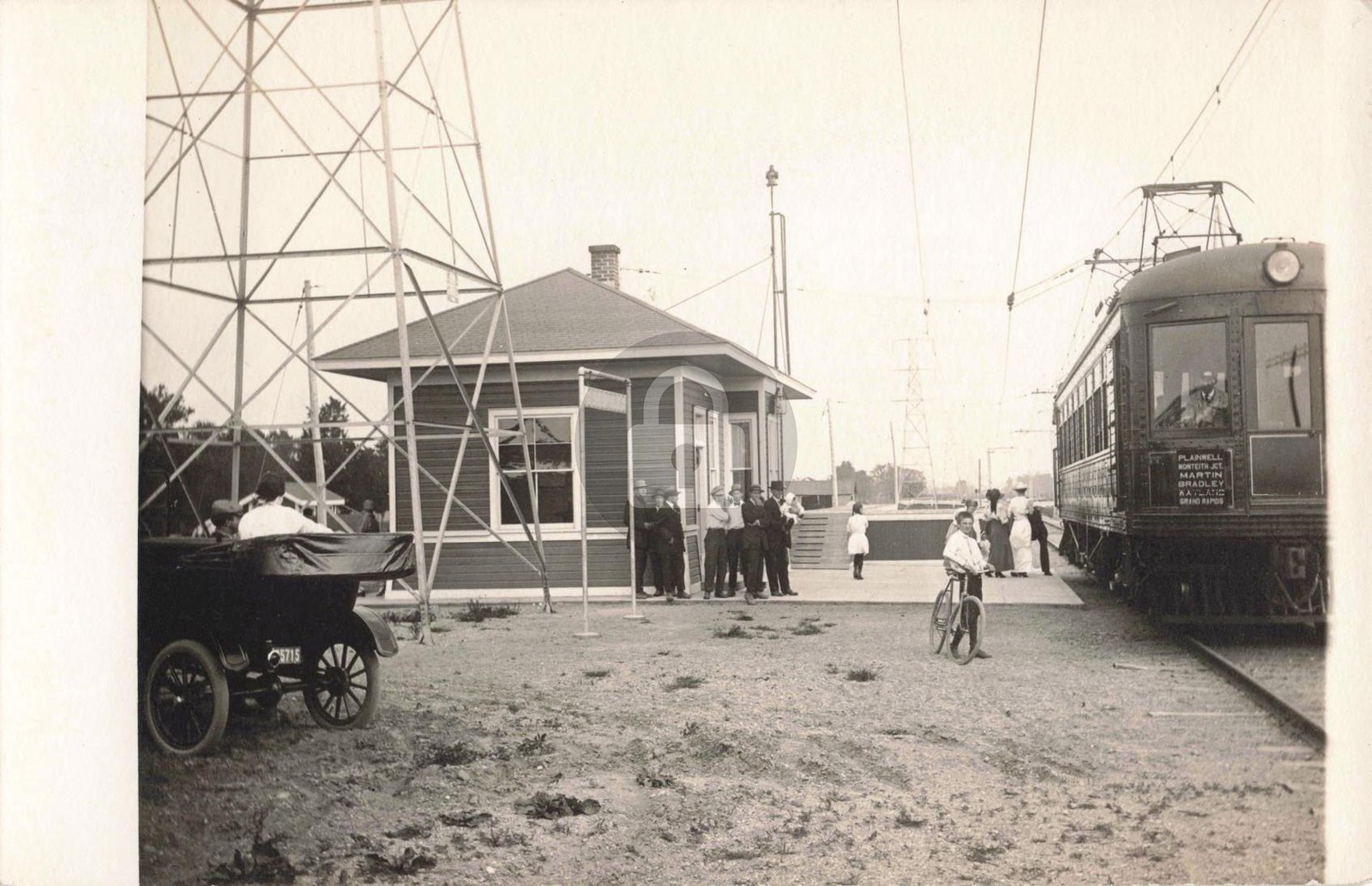 Railroad Trolley Station, Wayland MI Michigan RPPC Photo Postcard COPY
