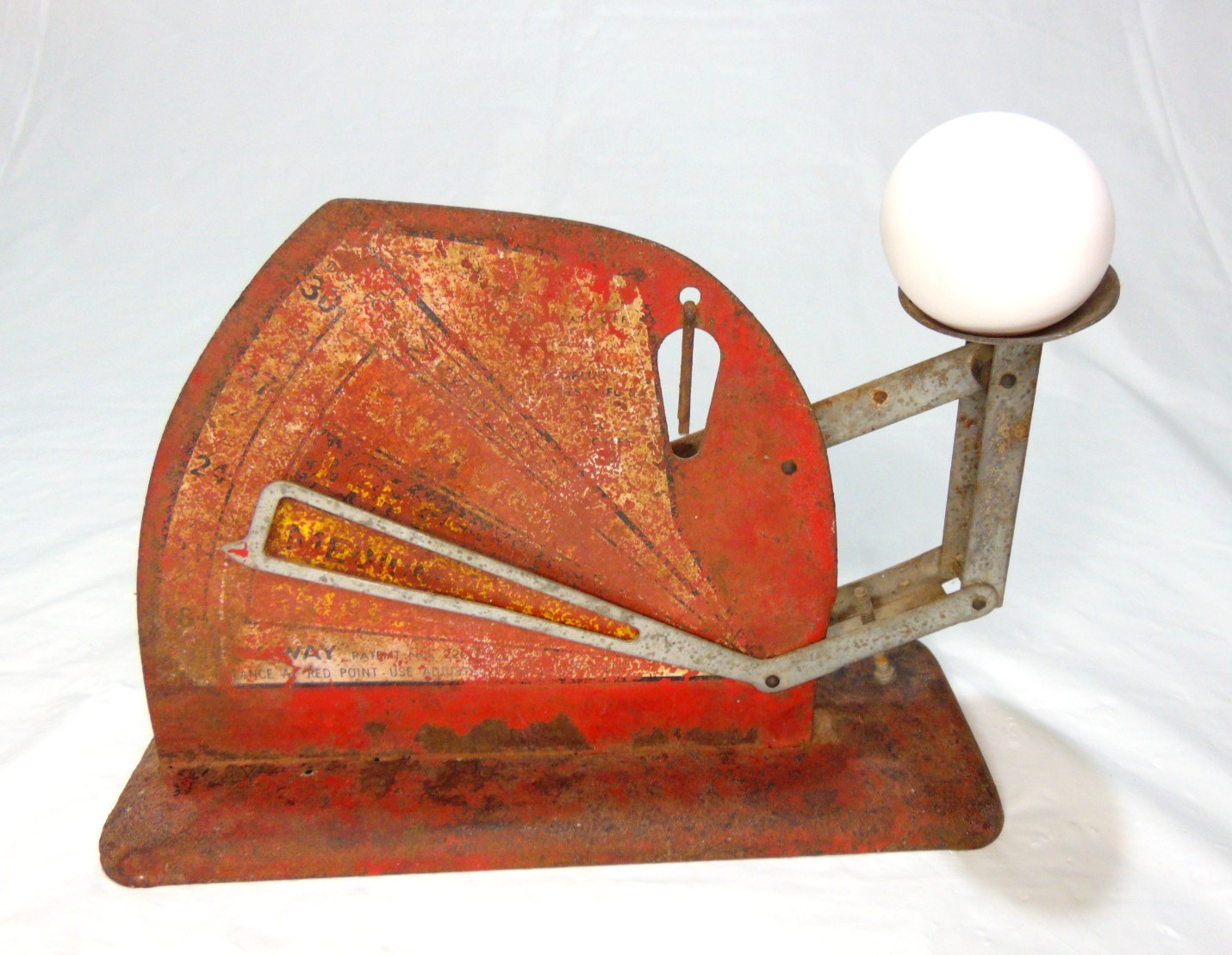Jiffy-Way Vintage Metal Egg Grader Countertop Scale w/ Pan, Red Base Rustic