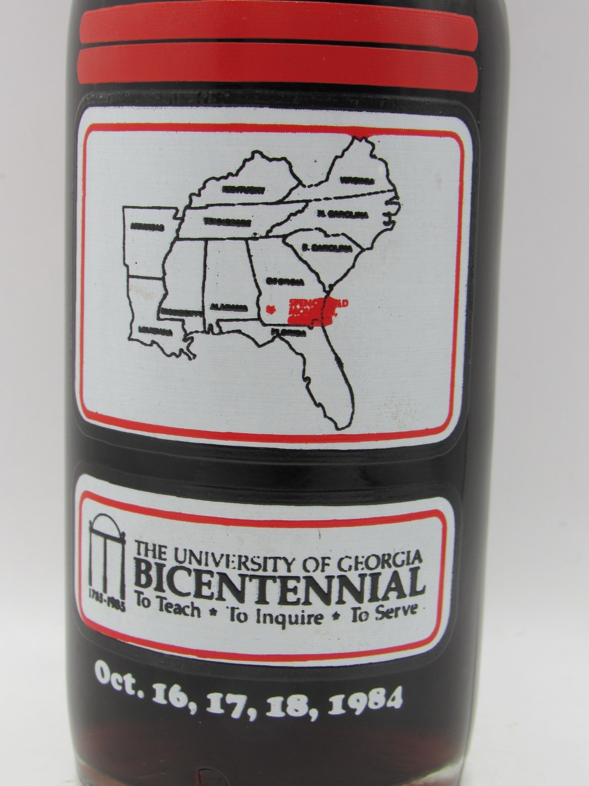UNIVERSITY / GEORGIA  - RC Royal Crown Bottle  - Sunbelt Exposition - 1984