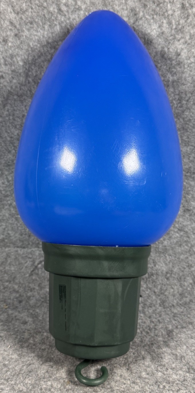 Large 13” Blow Mold Bulb Light Blue LED Holiday Jumbo Christmas Ornament