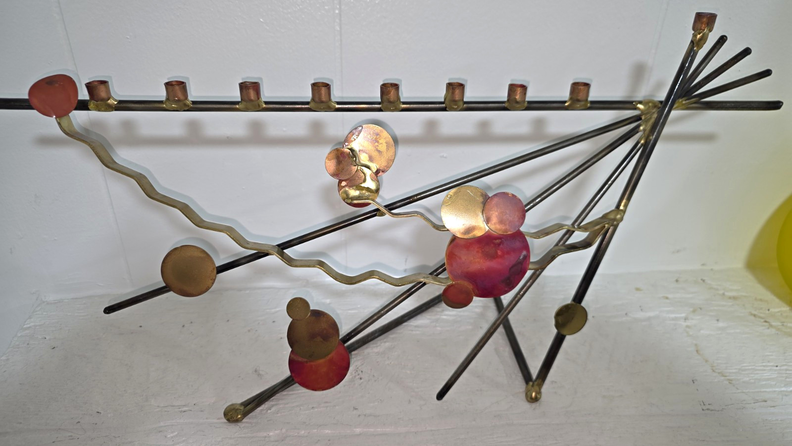 Gary Rosenthal Metal Melted & Fused Hanukkah Menorah