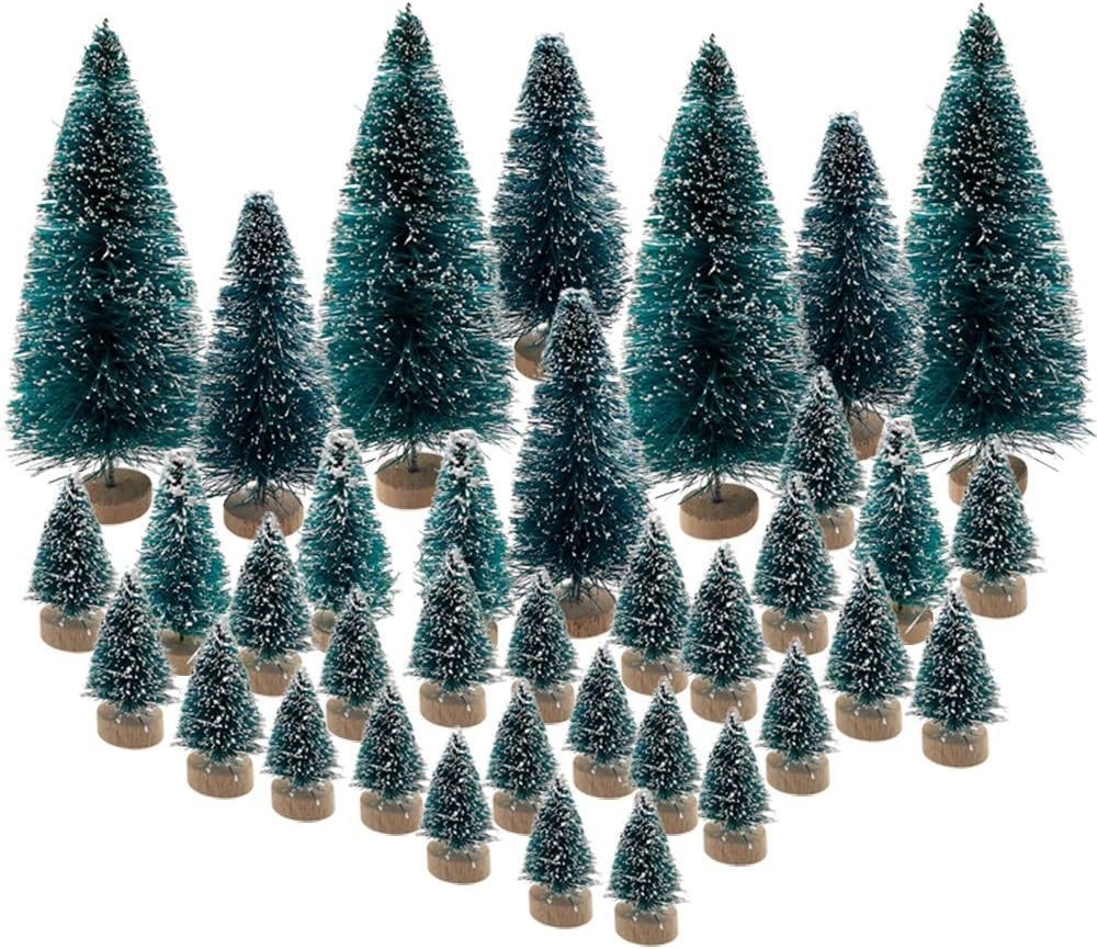 36PCS Mini Artificial Christmas Trees Plastic Sisal Bottle Brush Trees... 