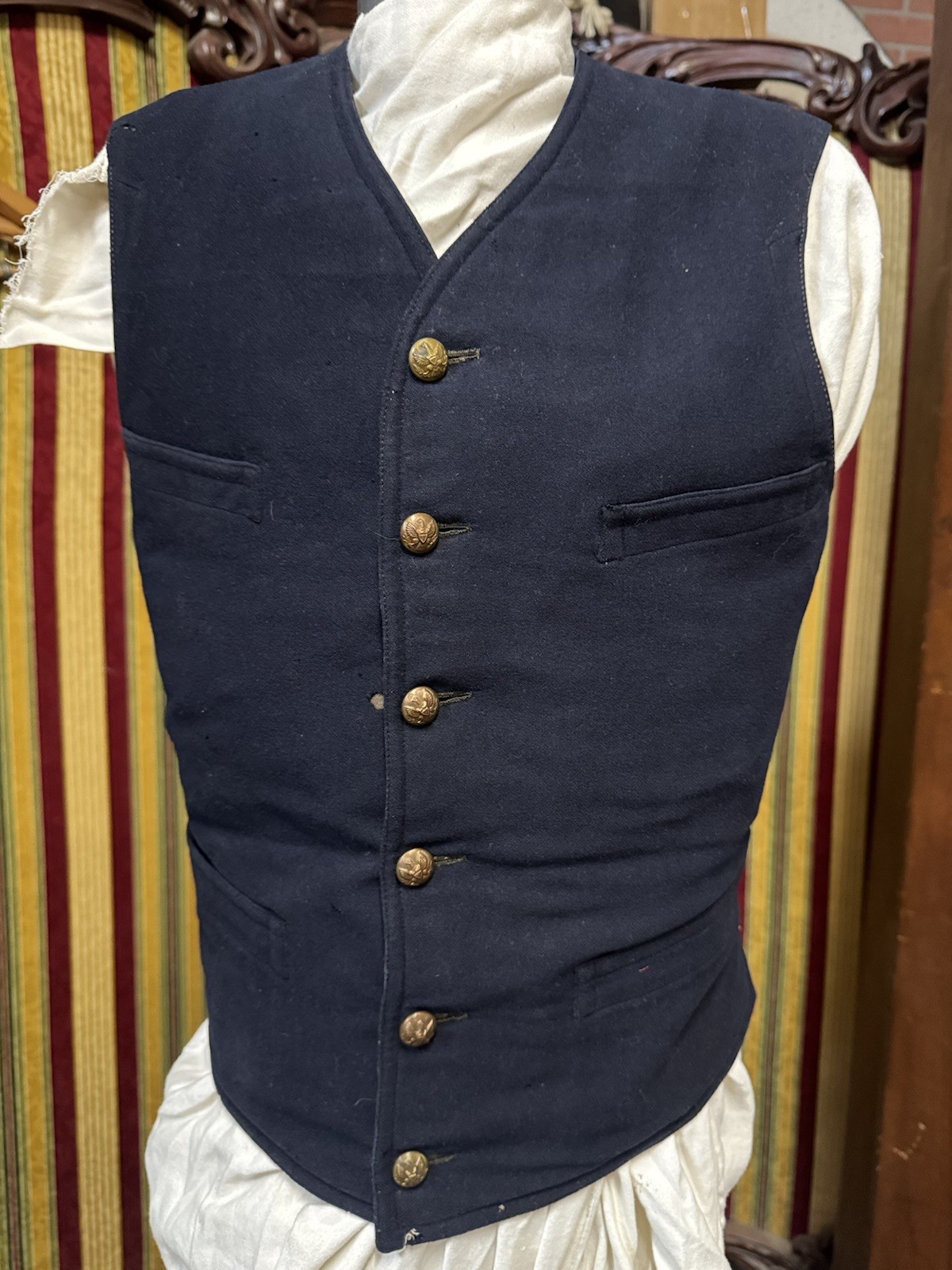 Indian War uniform wool vest original 1866-1897 Rare uniform vest . Six buttons