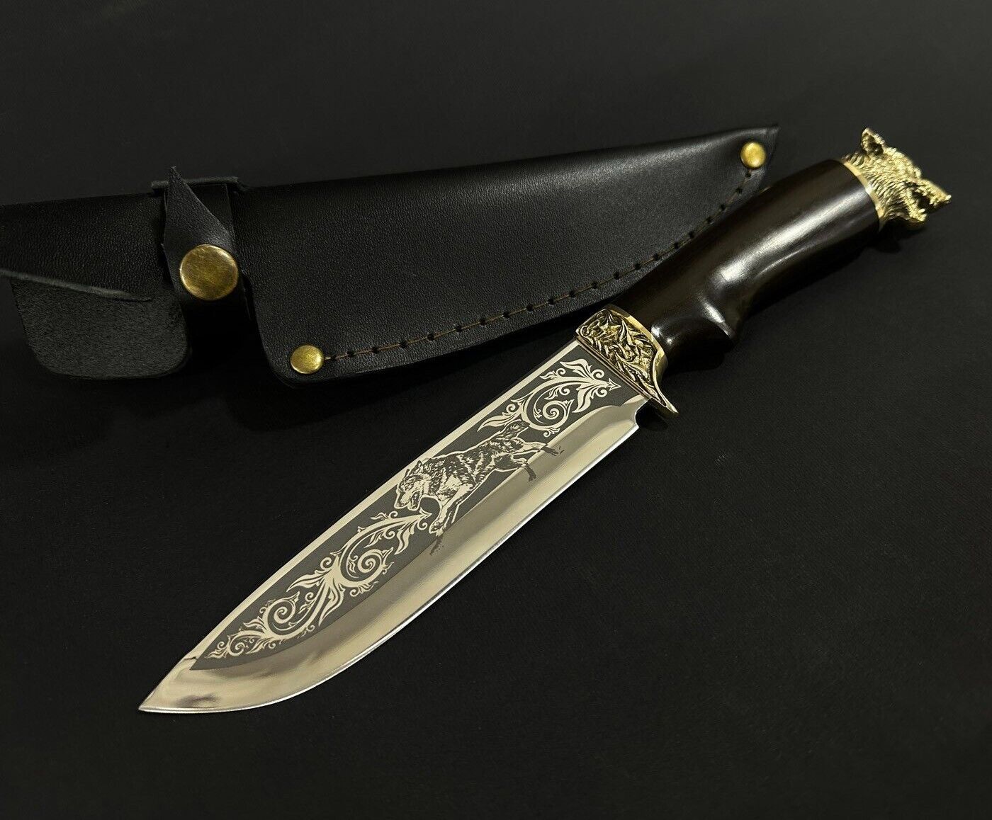 Wild Black Wolf - Ukrainian Custom Kitchen Hunting Fishing Military Knife Knives