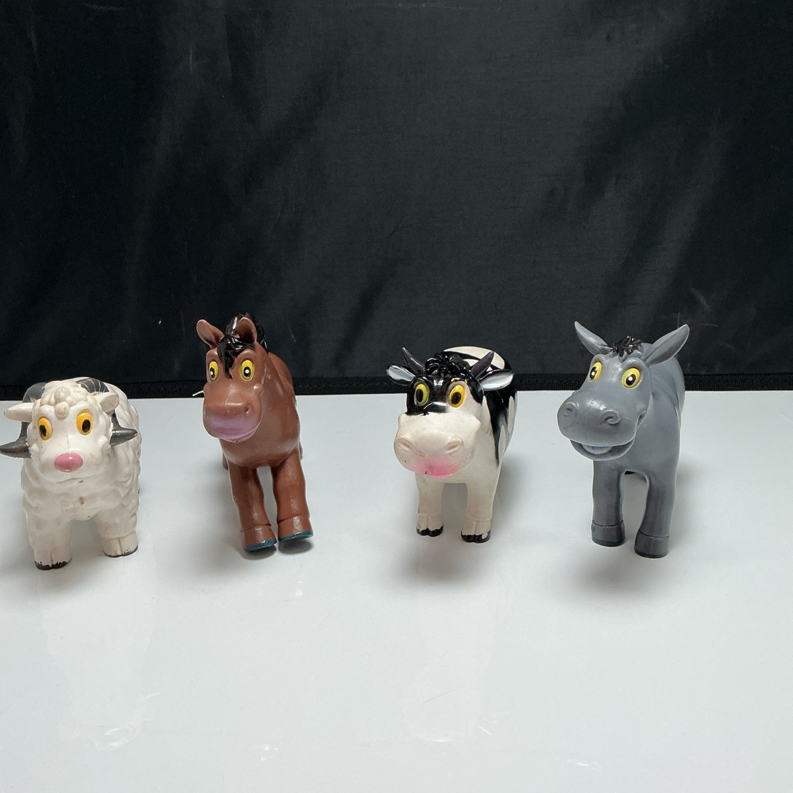 Vintage JA-RU Toon Time Farm Animals Lot of 4 Cow Horse Donkey Sheep Toy Figures