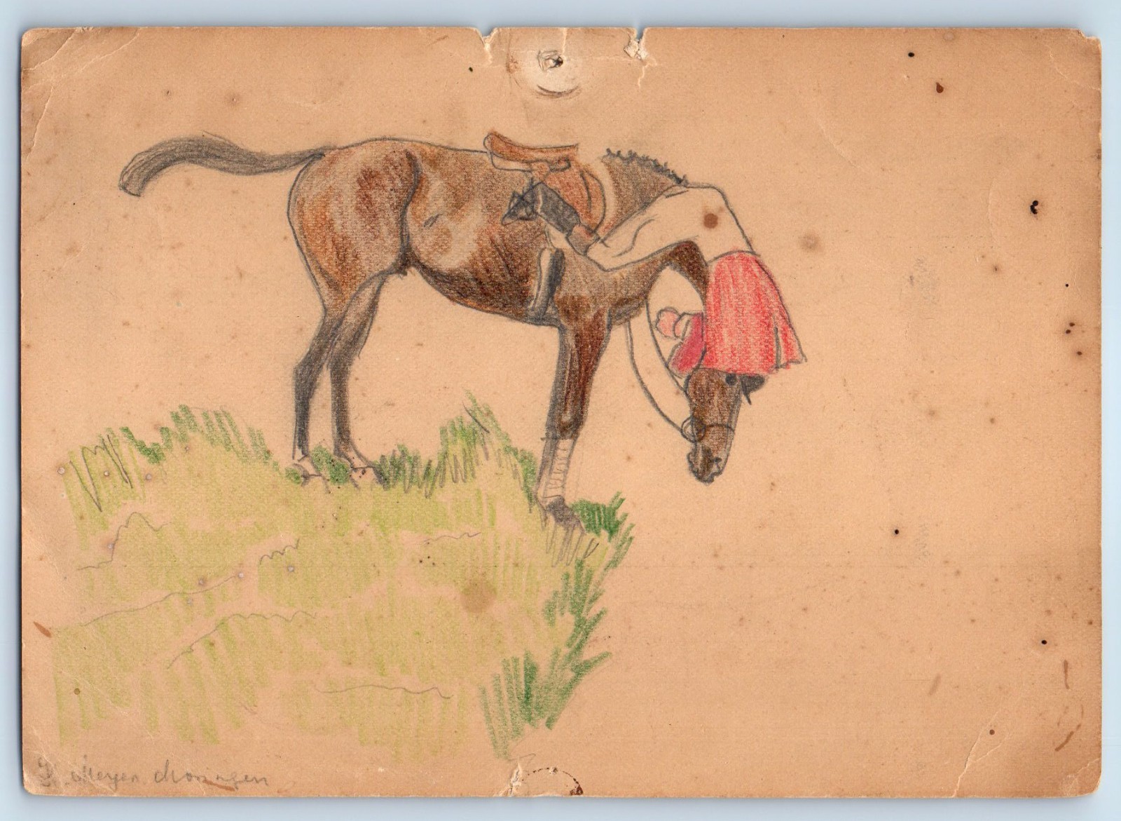 c1910's Horse Hand Drawn Art Animals Unposted Antique Postcard