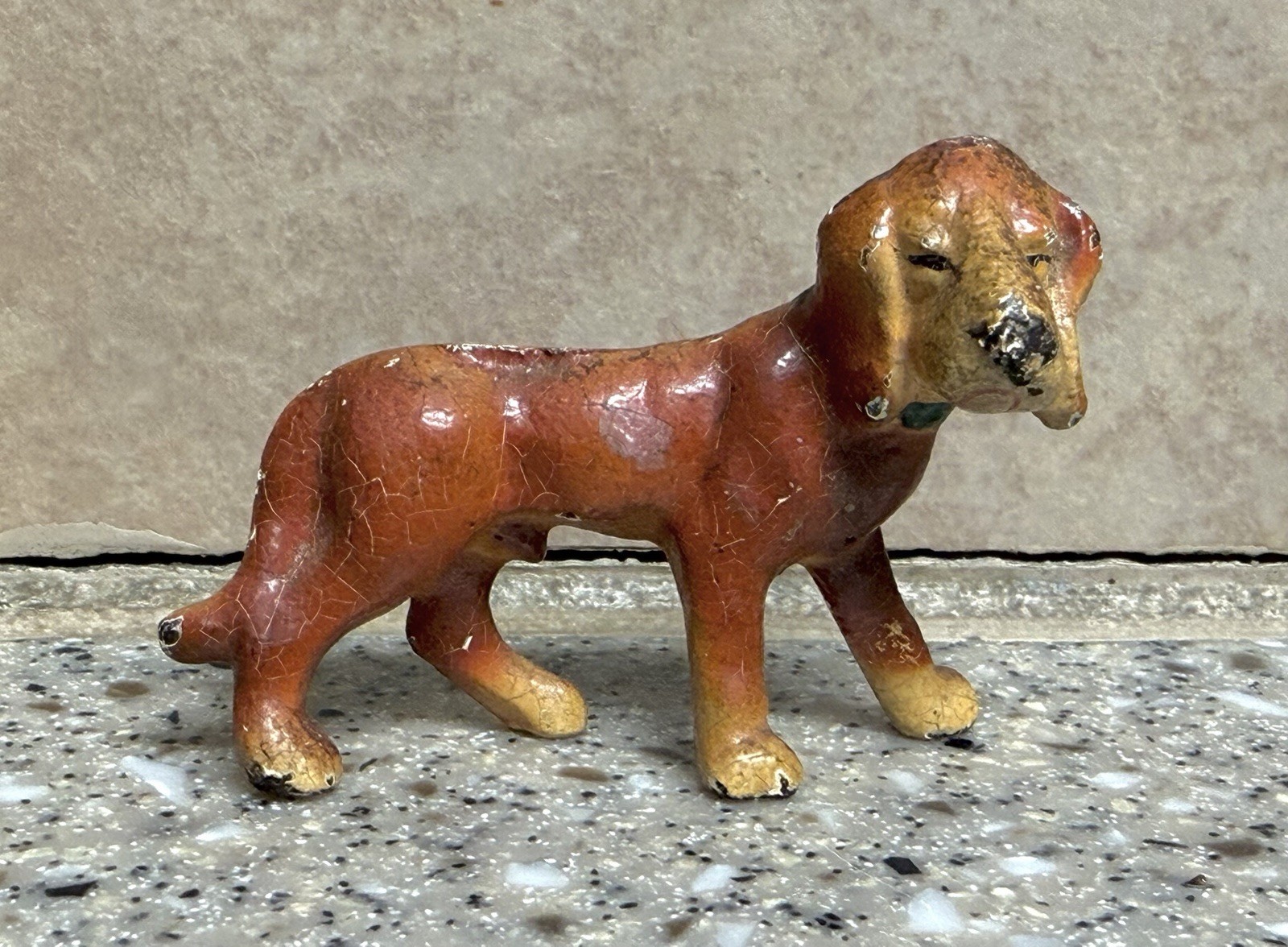 1950’s Wilton Cast Iron BLOODHOUND Dog 1.75” Paperweight Original Paint RARE