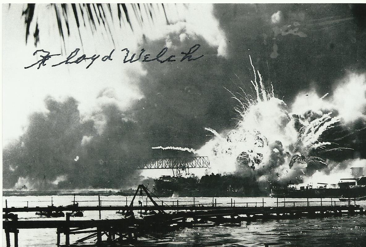 FLOYD WELCH Signed Photo WW II PEARL HARBOR USS MARYLAND AUTO COA 
