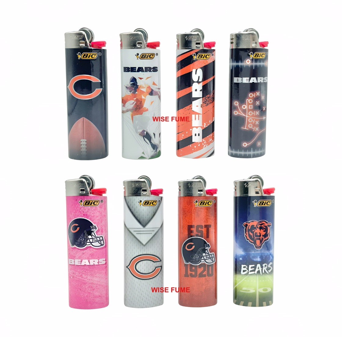 NEW 8pc LARGE size chicago bears NFL football bic lighters LIMITED EDITION