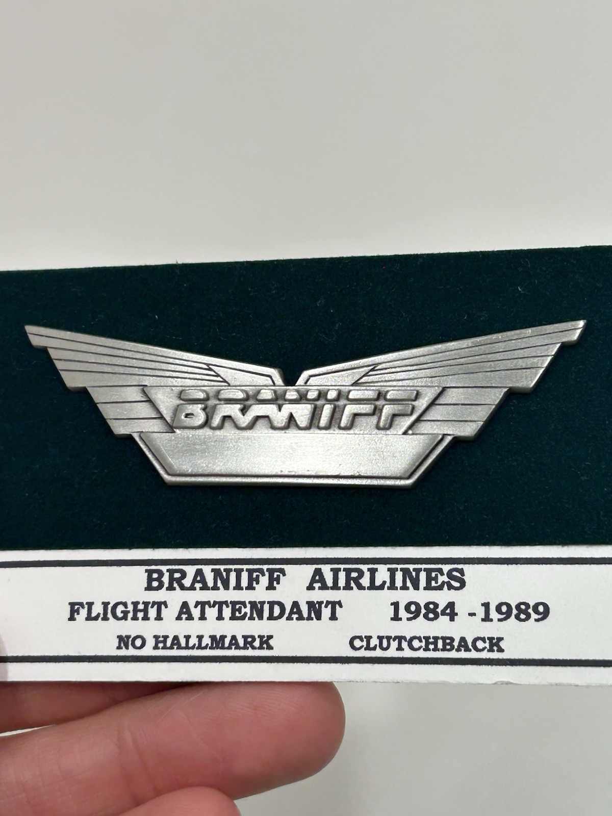 Vintage Braniff Airlines Flight Attendant Wings Pin Braniff II Defunct Badge 3