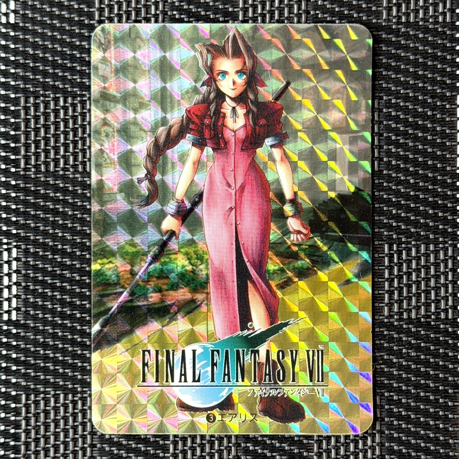 Final Fantasy VII FF7 Aerith Prism Card No.4 Bandai 1997 Vintage VeryRare