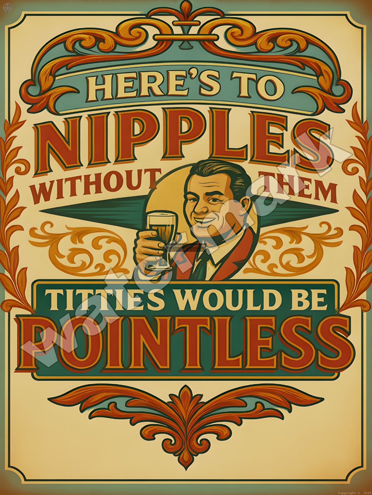Here's To Nipples  Metal Sign 9