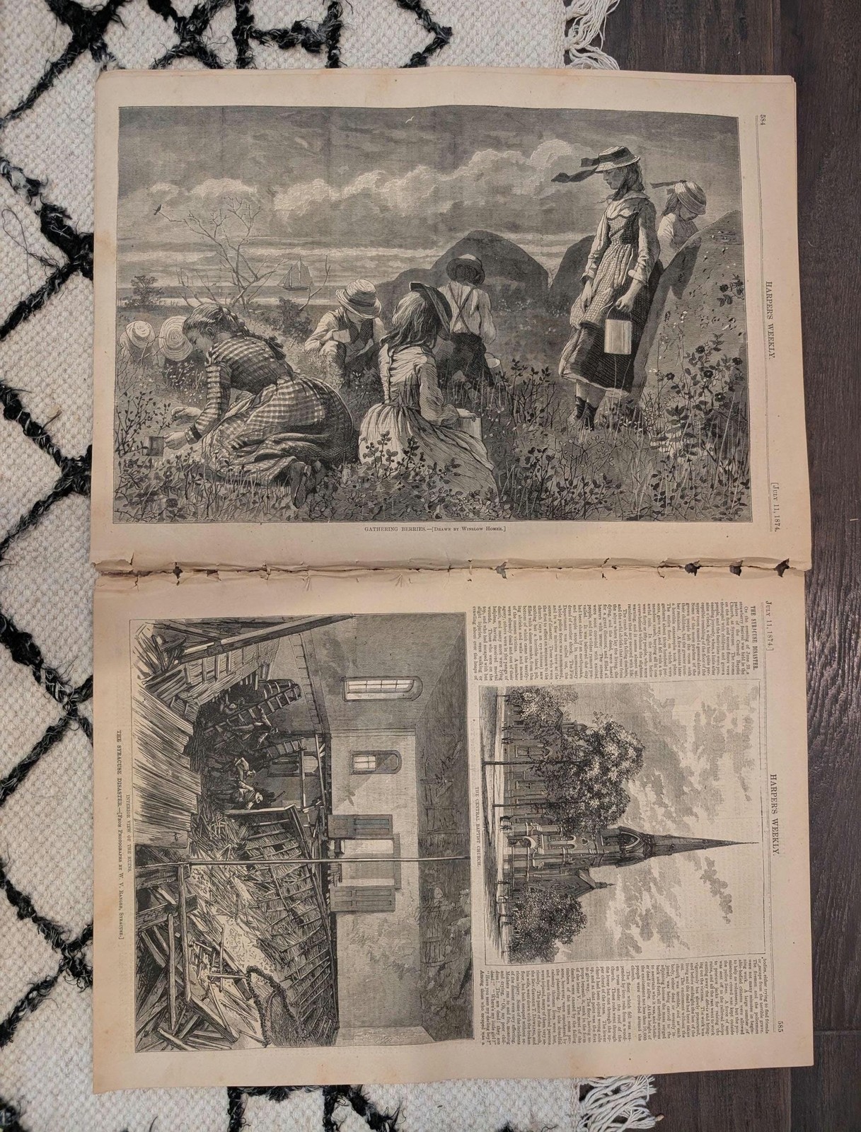 1874 Winslow Homer Gathering Berries · Kansas Land Rush — Harpers Weekly Jul 11
