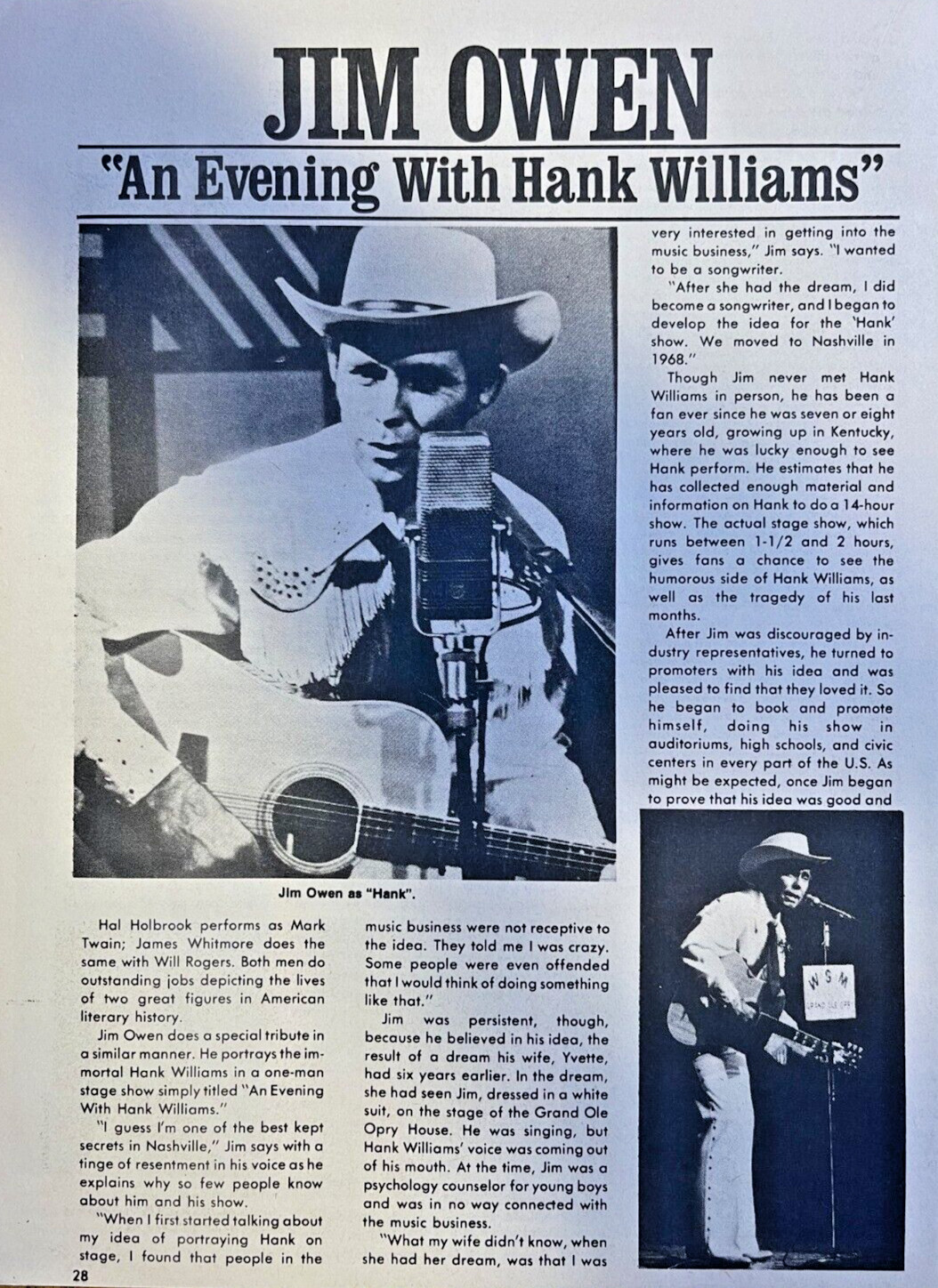 1978 Jim Owen An Evening With Hank Williams 1978 Jim Owen An Evening With Hank Williams