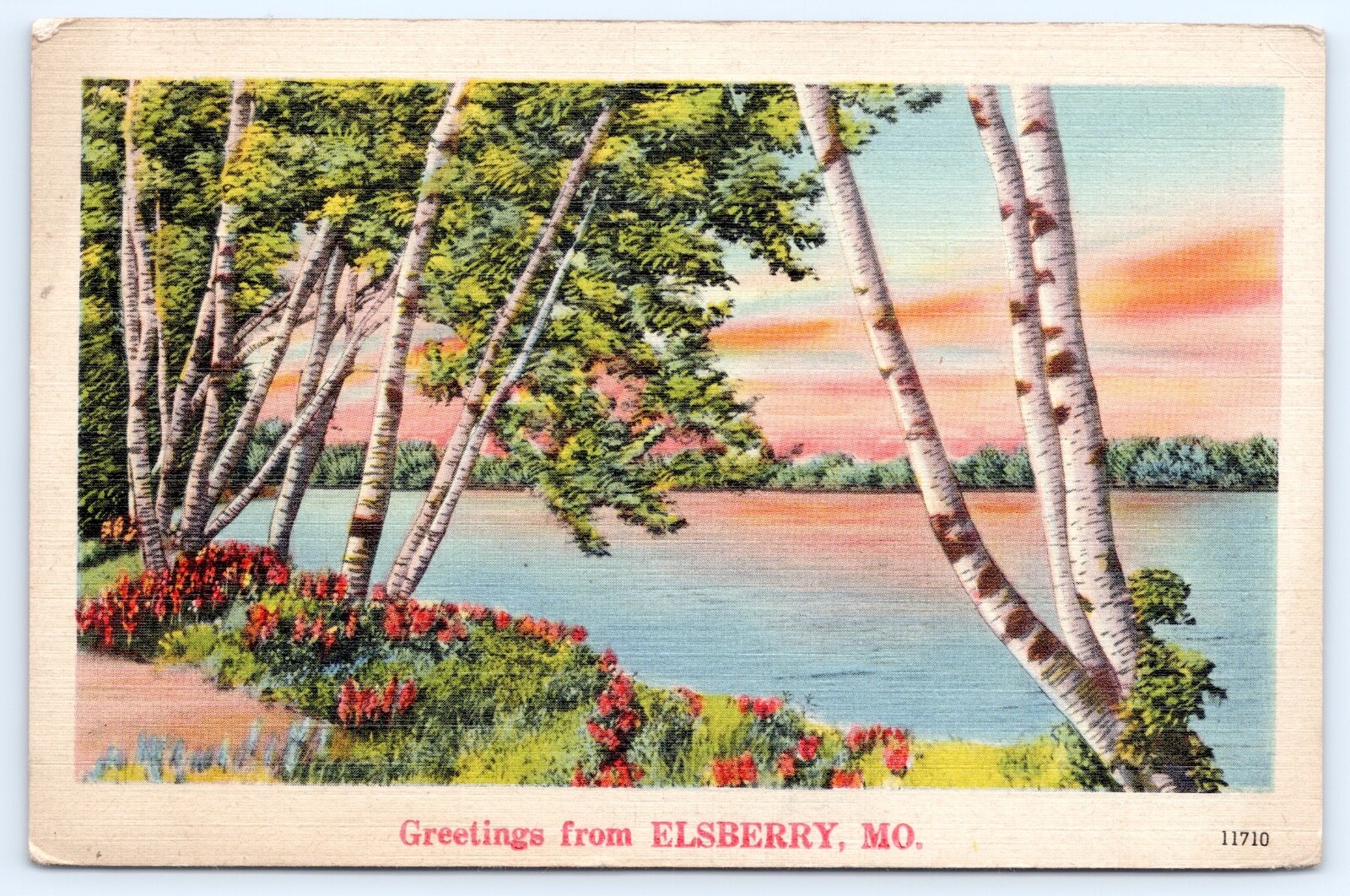 c1944 Greetings From Elsberry Missouri Vintage Lincoln County MO Postcard