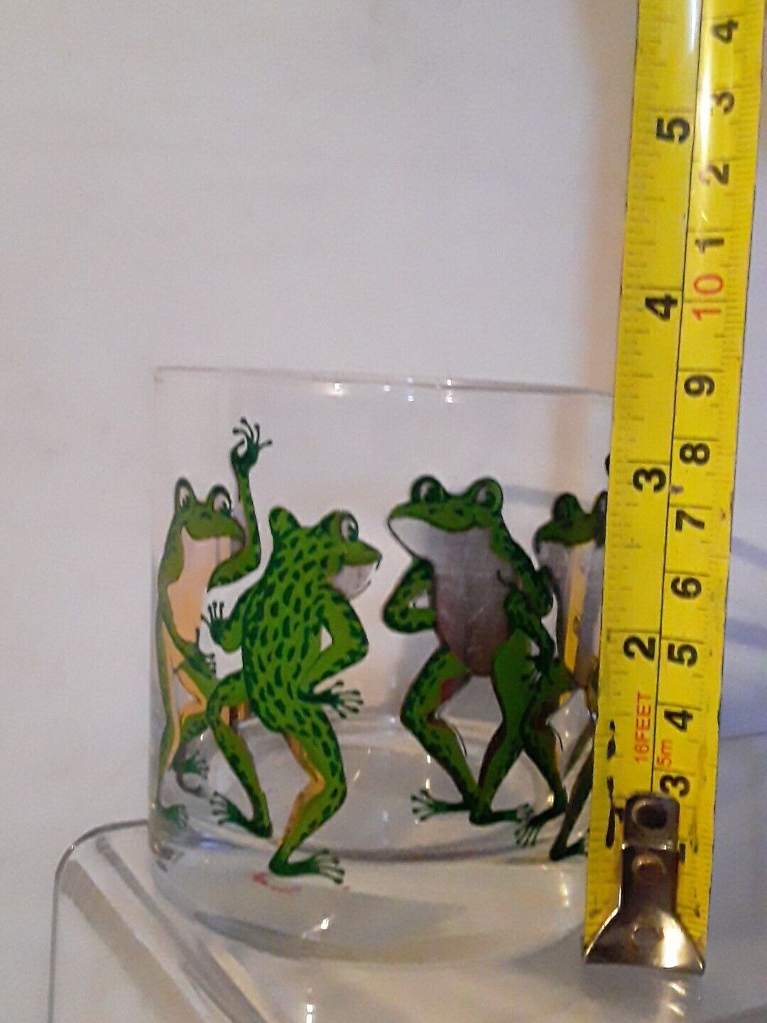  Glass Georges Briard Mid-Century COUROC Lowball Dancing Frogs Drinking Glass