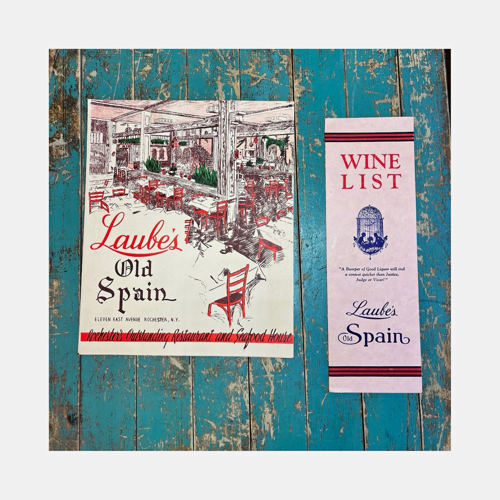 Vintage 1940s Rochester NY Laubes Old Spain Restaurant Menu & Wine List