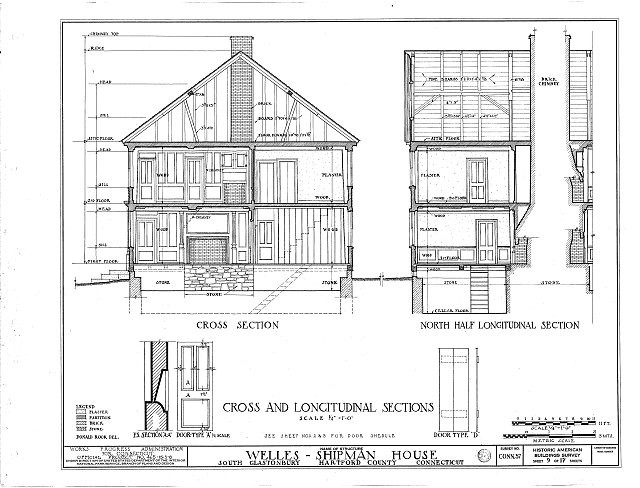 Photo:South Glastonbury CT Welles-Shipman House 1900s HABS cross sections
