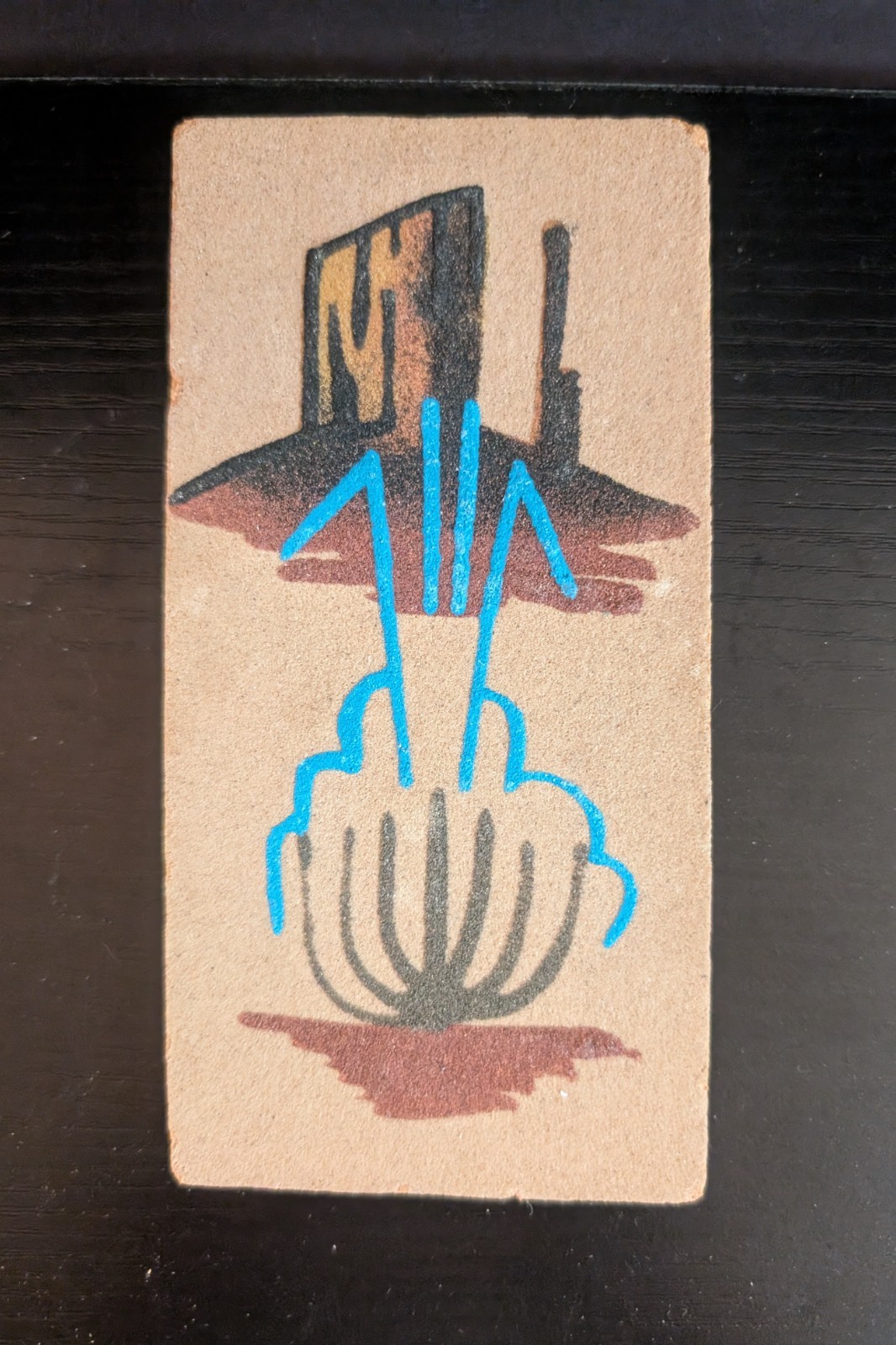 Vtg Navajo Native American Valley Turquoise Sand Art Painting 6\