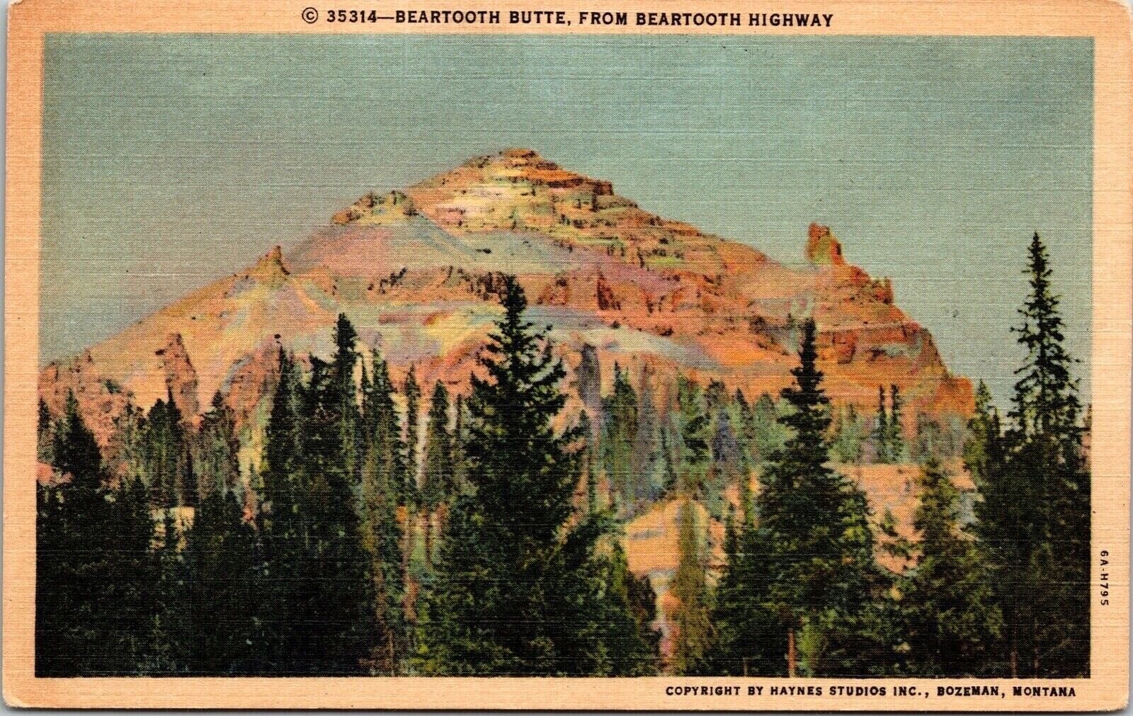 Beartooth Butte Hwy Linen Postcard UNP VTG Curteich Unused Vintage