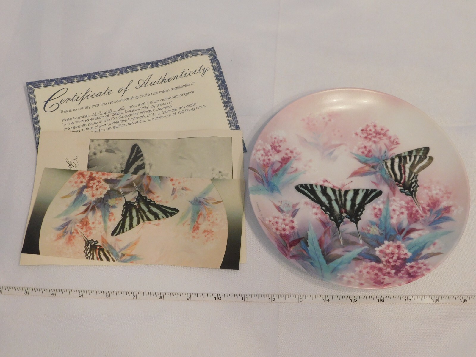 On Gossamer Wings Series Zebra Swallowtails Lena Liu collector plate 1989