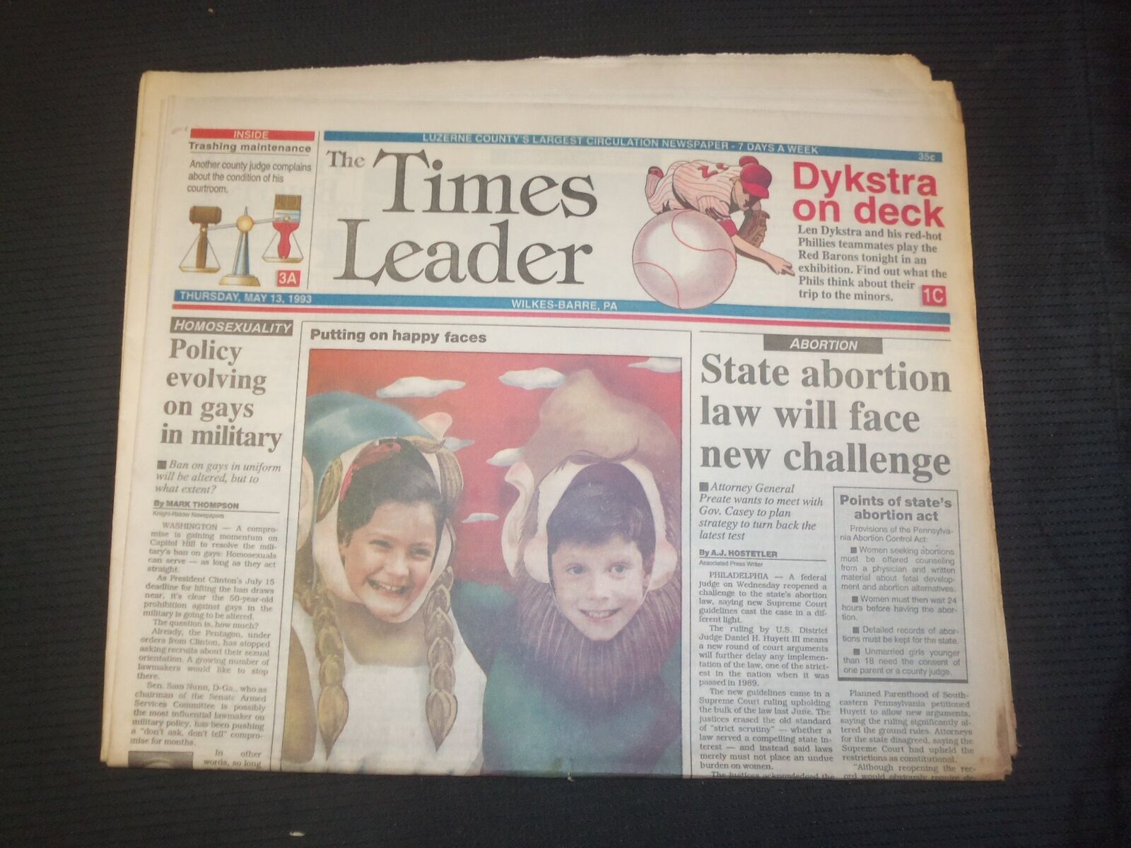 1993 MAY 13 WILKES-BARRE TIMES LEADER - STATE ABORTION LAW CHALLENGE - NP 7547