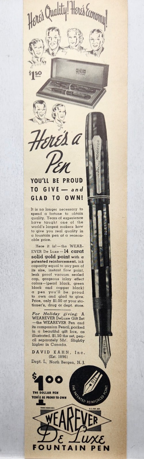 1937 WearEver Fountain Pen Original Print Ad Life Magazine 30\'s
