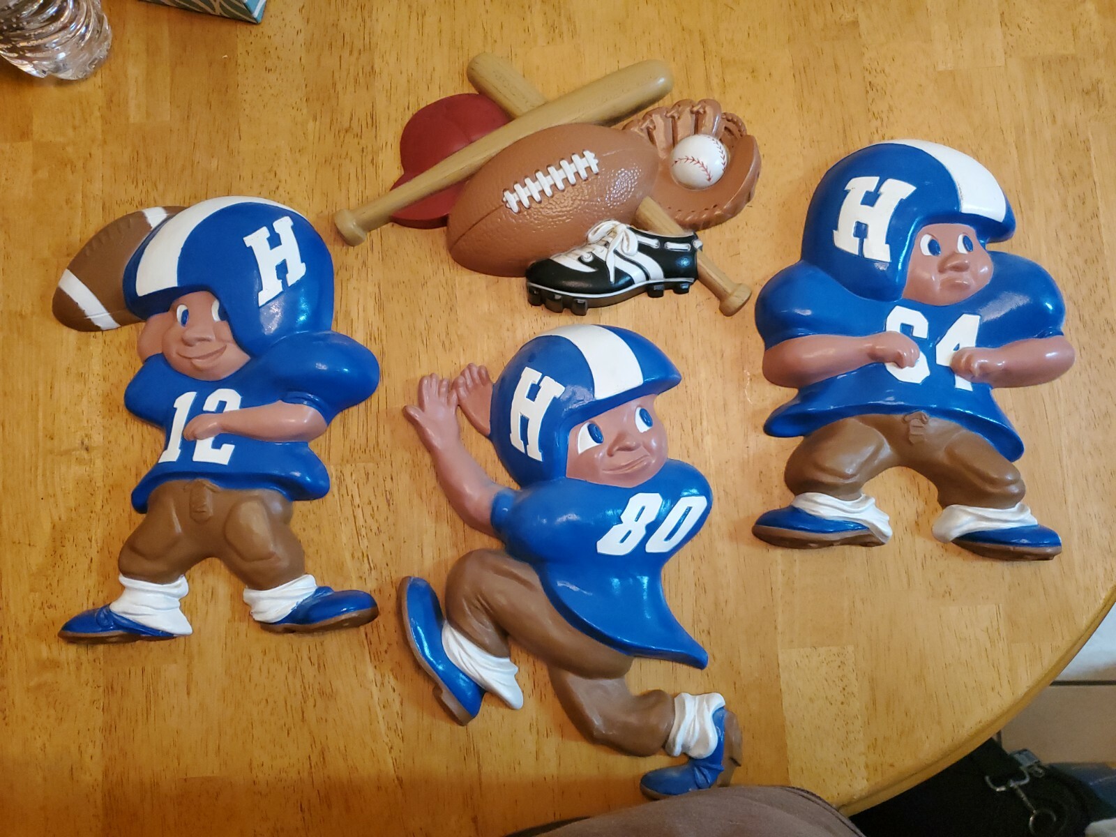 Vitange Lot Of 3 Football Players Wall Plaques Hoda 1980 #6581 Sport Decor plus+