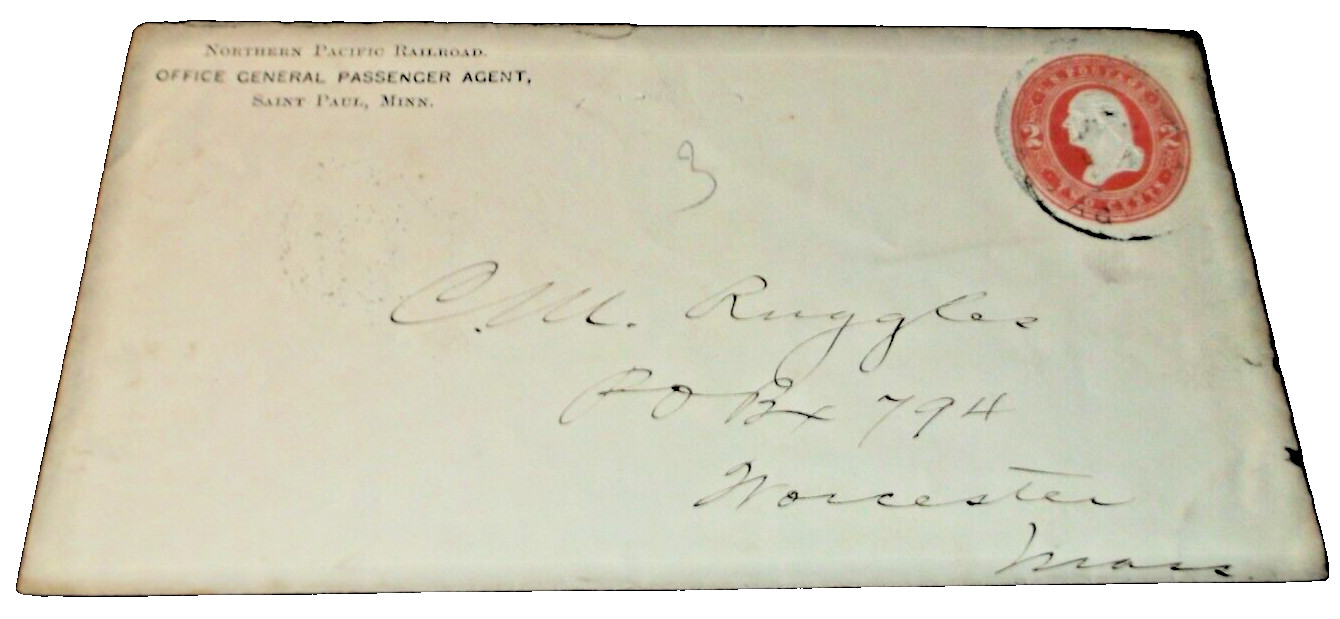 1870's NORTHERN PACIFIC RAILWAY USED COMPANY ENVELOPE ST. PAUL MINNESOTA