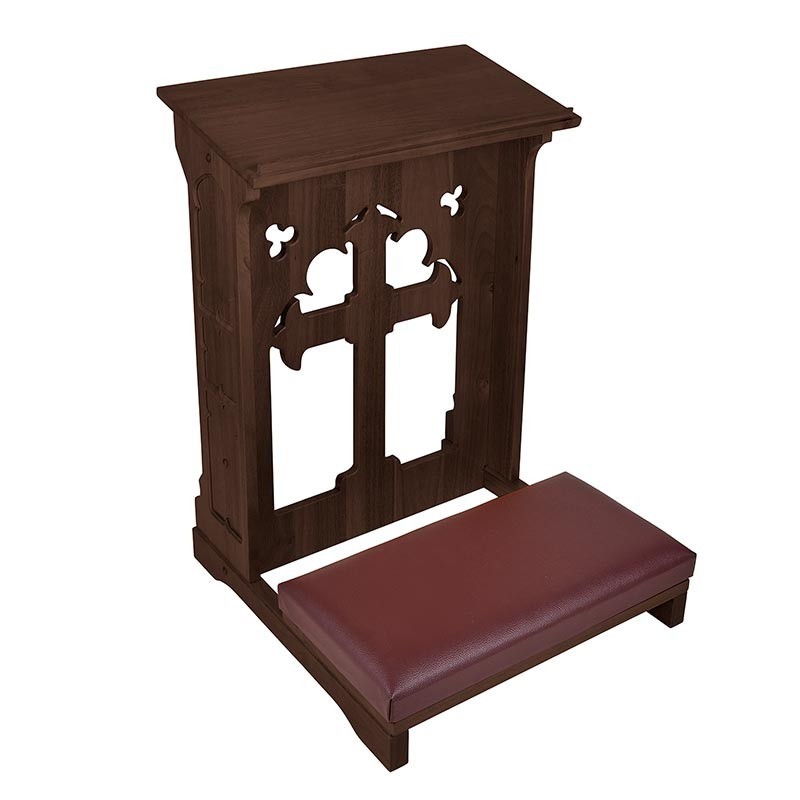 32'' H Standing Holy Cross Soft Padded Kneeler-Maple Hardwood For Church or Home