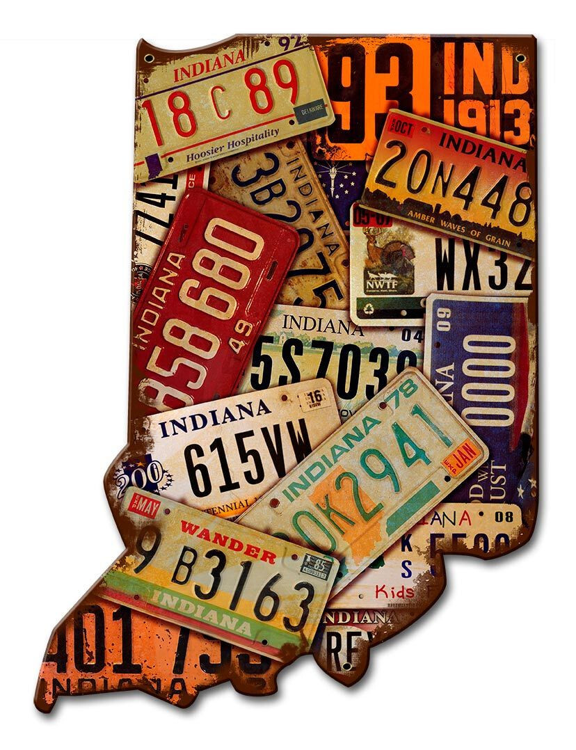 STATE OF INDIANA SHAPED LICENSE PLATES MAP 13 STATE OF INDIANA SHAPED LICENSE PLATES MAP 13