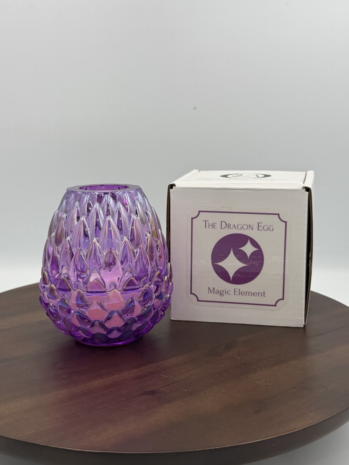 Olsen Glass Magic Element, Purple Carnival Iridescent Dragon Egg Fairy Lamp