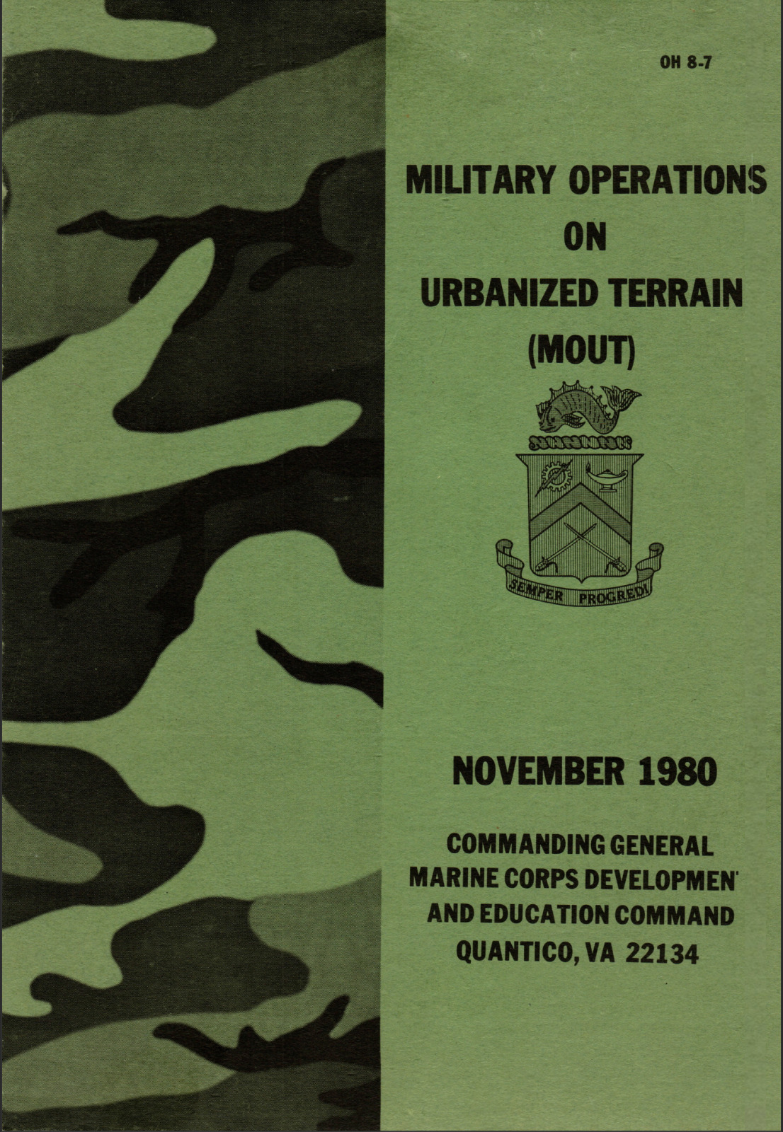 216 Page USMC 1980 OH 8-7 MILITARY OPERATIONS URBANIZED TERRAIN MOUT on Data CD