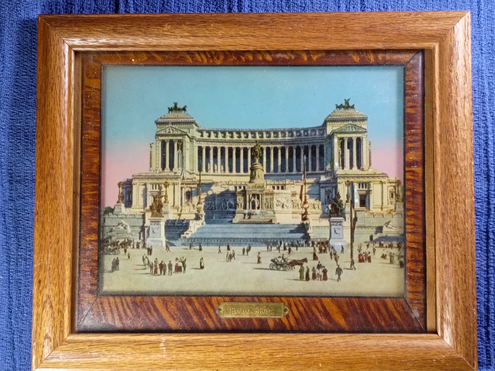 Vintage Piazza Venezia in Rome Framed Print Souvenir, Wall Decor, Made in Italy