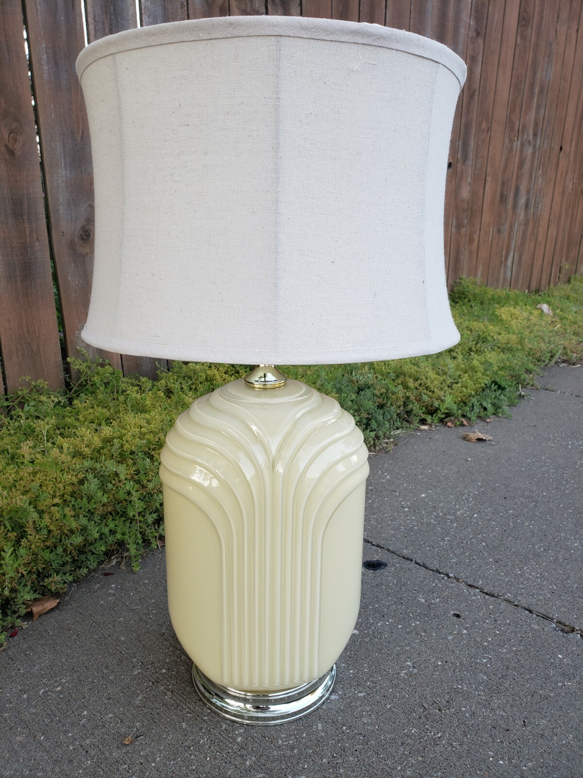 1980s Art Deco Revival Draped Glass Table Lamp Contemporary Cottage