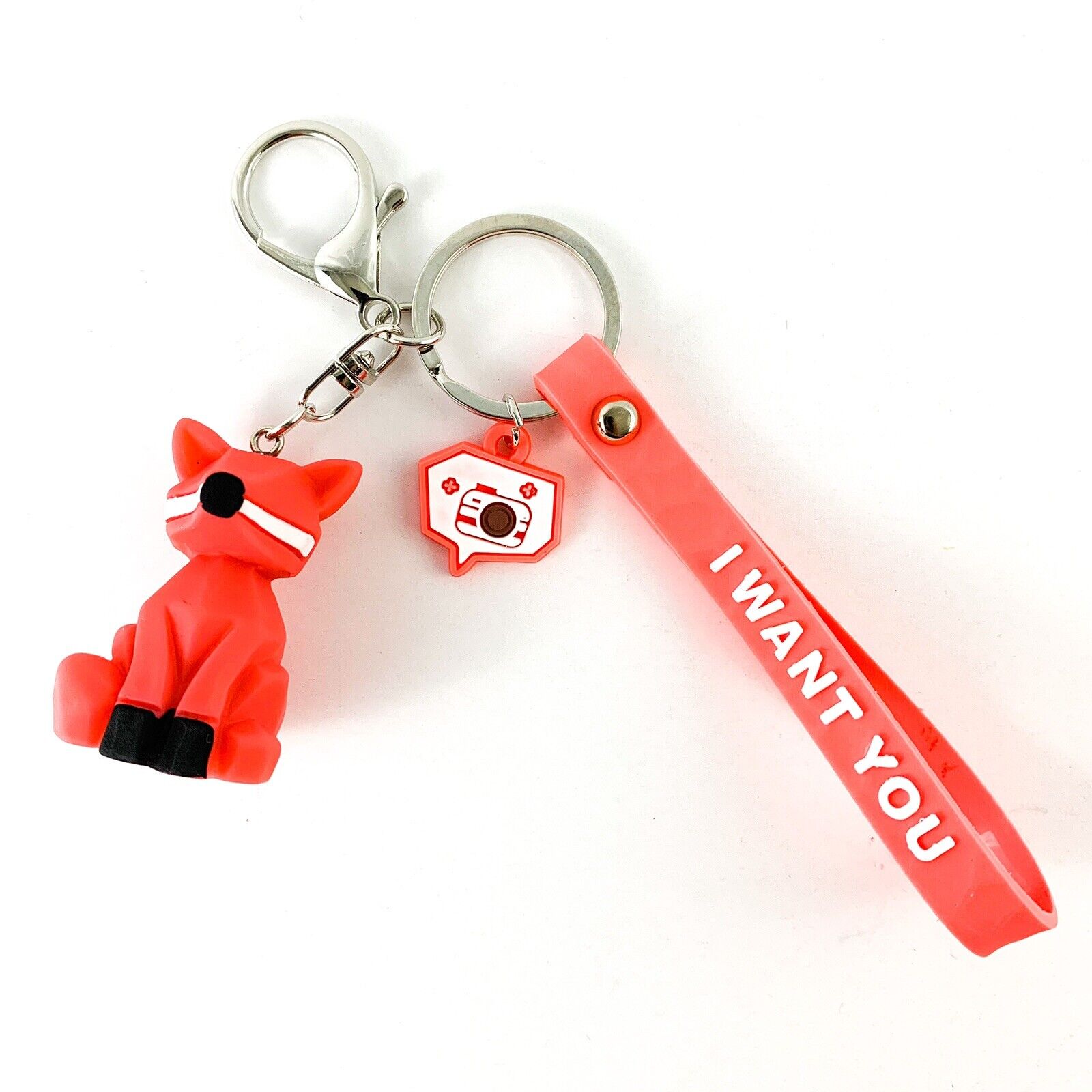 Coral Pink Fox Keychain Charm Attachment I Want You Fidget Toy