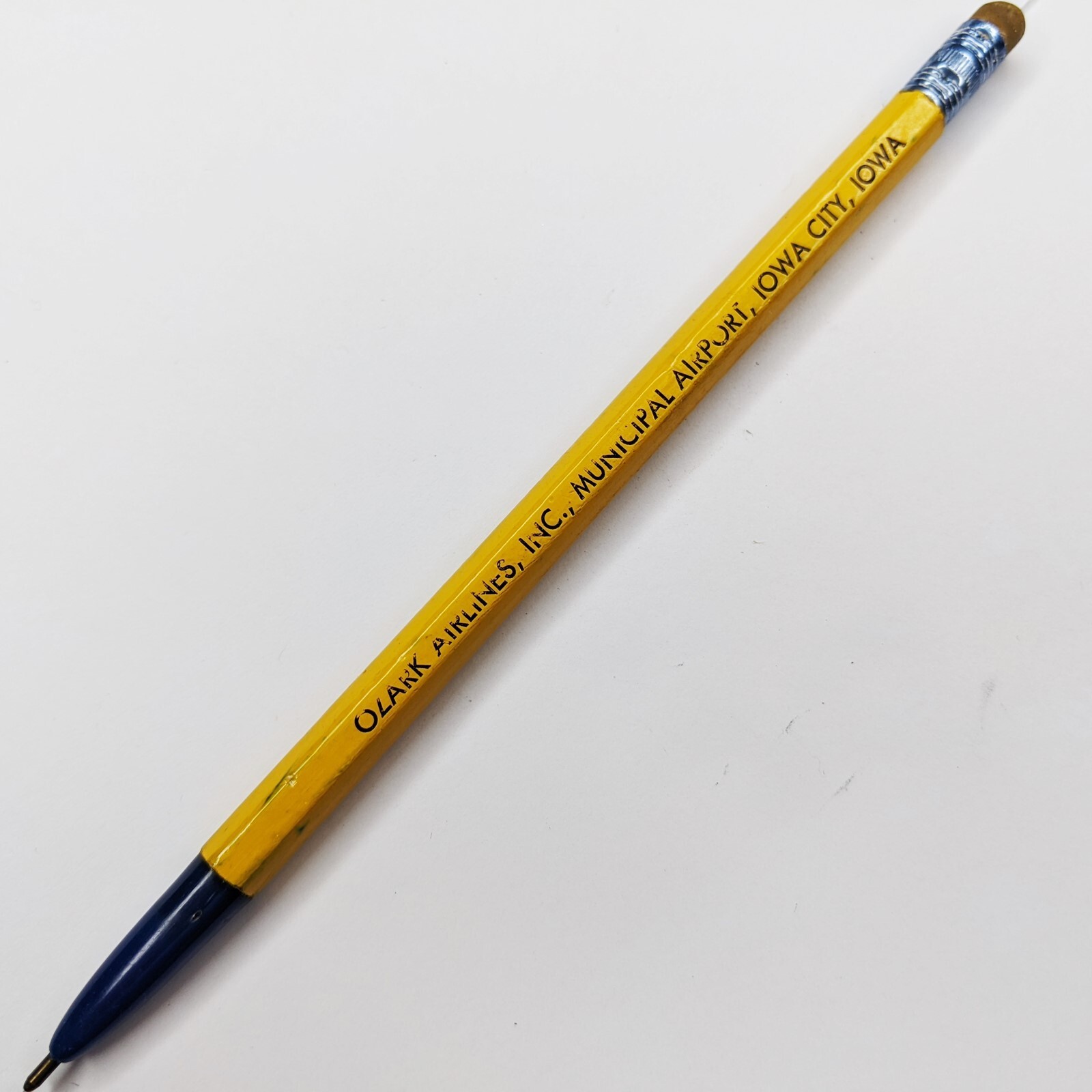 c1960s Iowa City, IA Ozark Airlines Inc Municipal Airport Ballpoint Ball Pen G42
