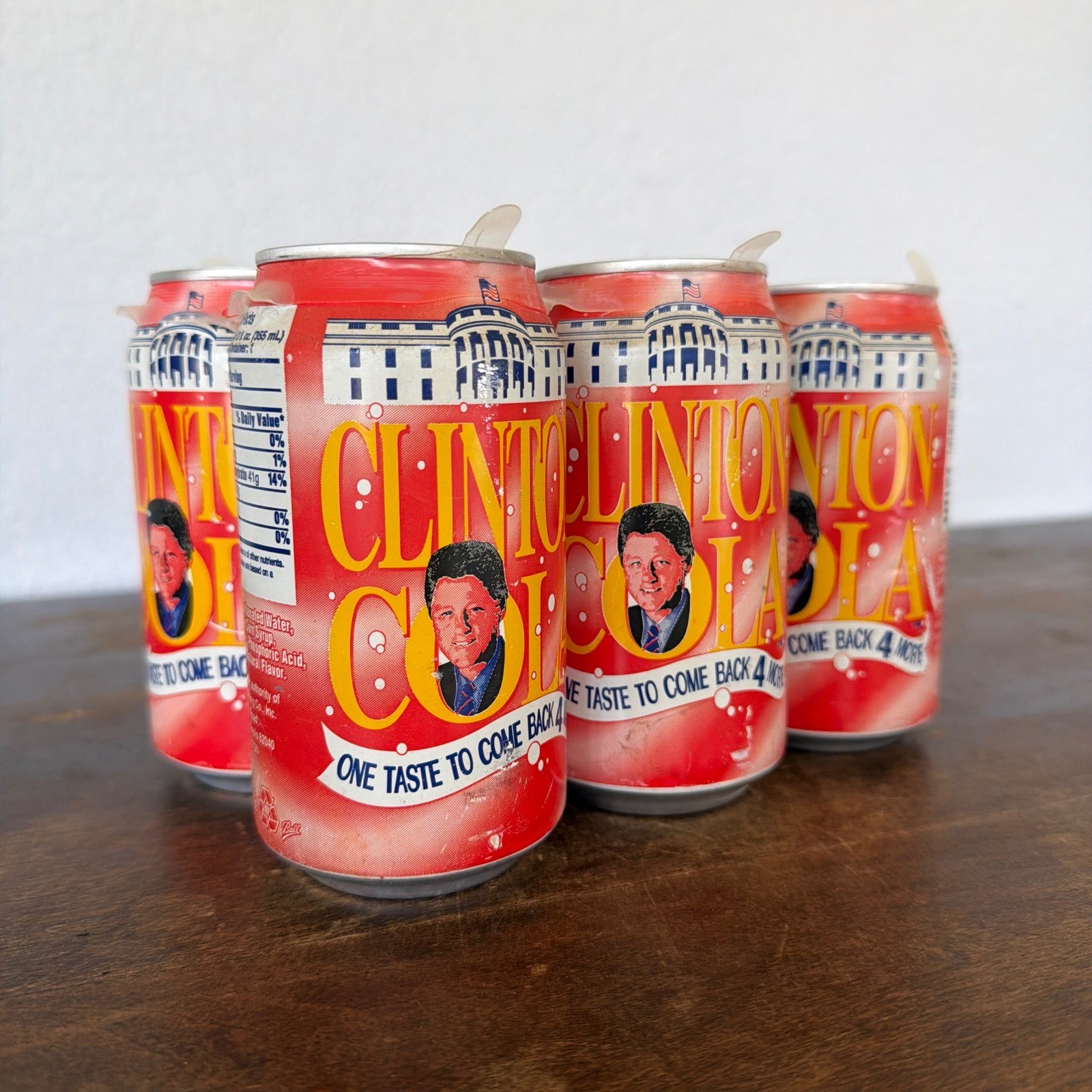 Vintage 1996  Clinton Cola Sealed 6 Pack Political Soda Cans Unopened Rare