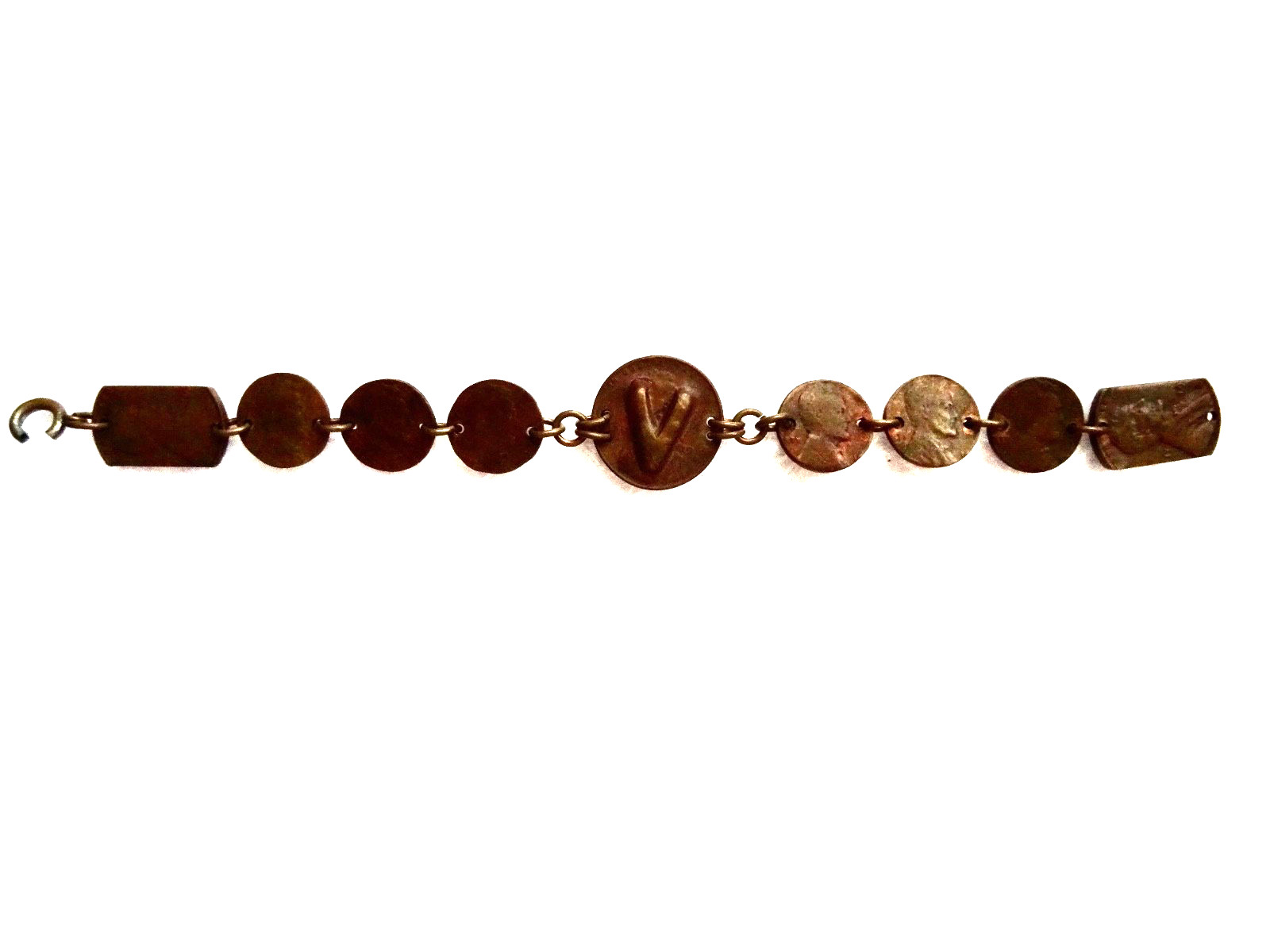 Army wwii trench art wheat penny sweetheart bracelet v victory jewelry neocurio