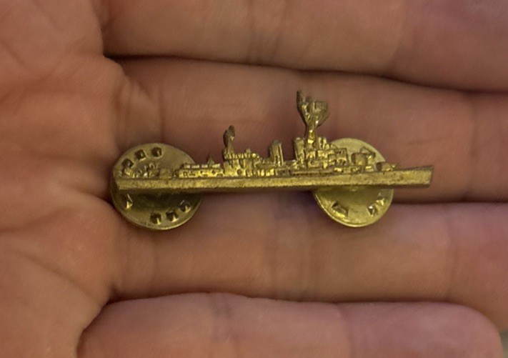 Vintage US Navy Battleship Gold Tone Pin*