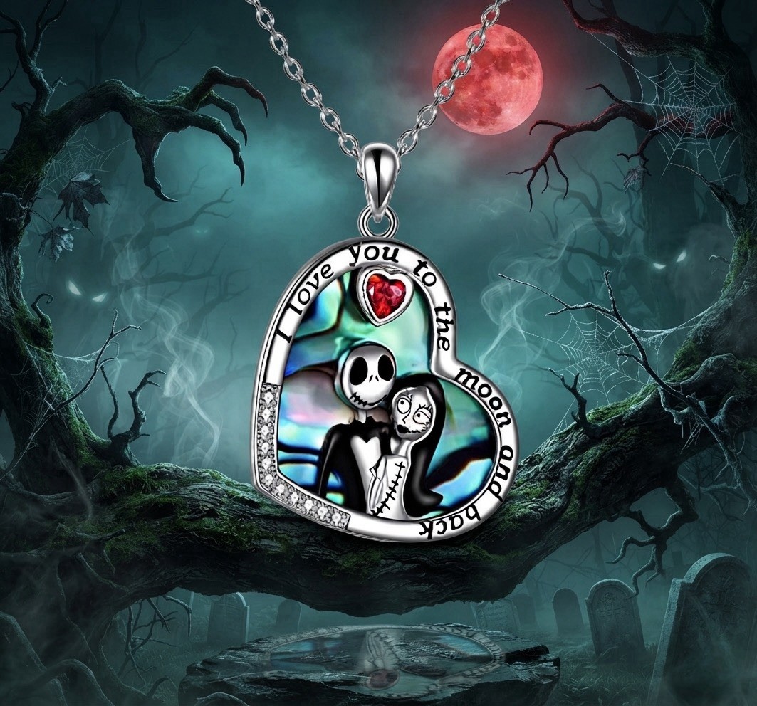 Nightmare Before Christmas Jack & Sally 18”inch Necklace. Buy 1 GET 1 Free