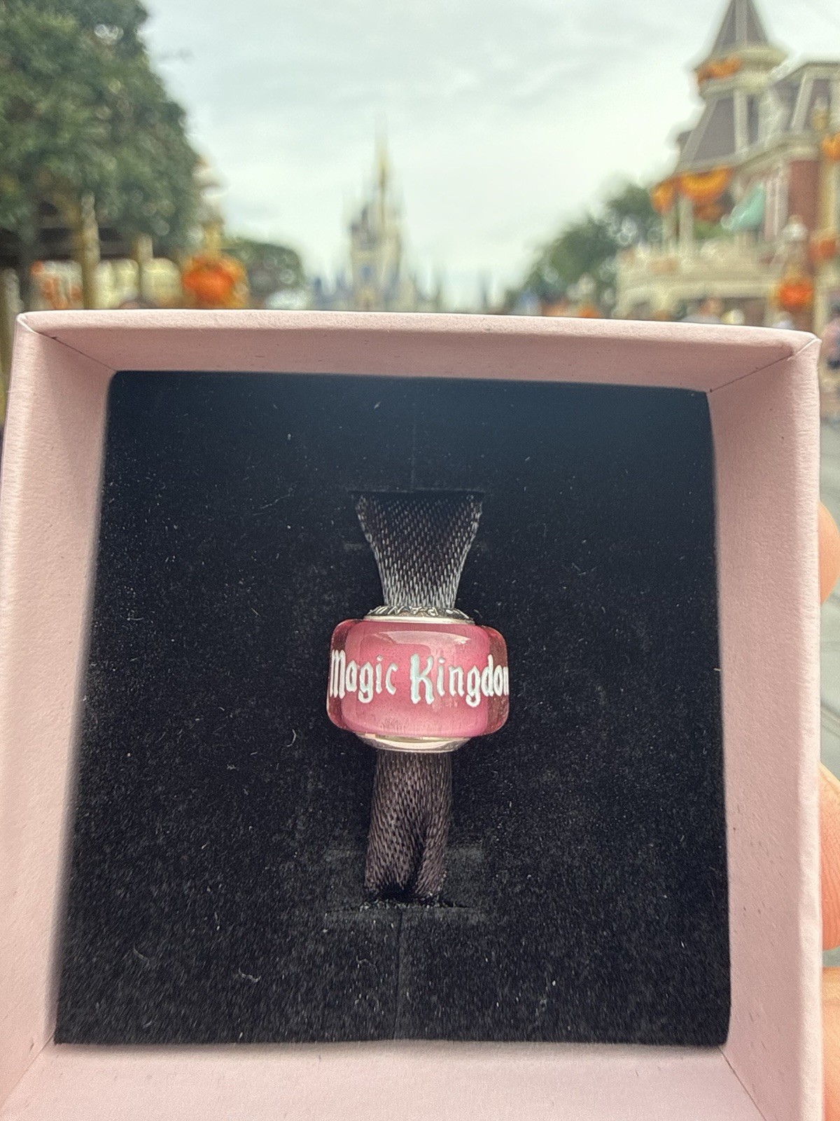 2026 Walt Disney World Parks Pandora Pink Magic Kingdom Murano Glass Charm New