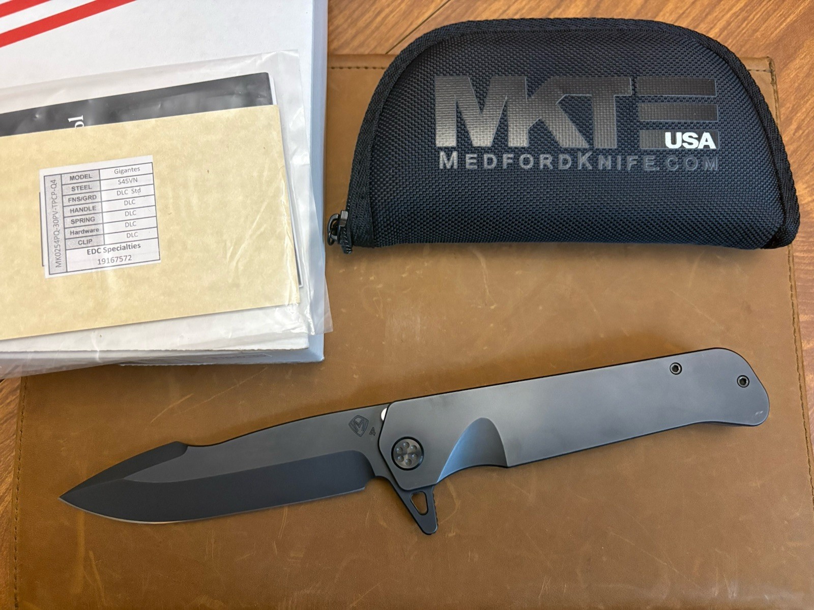 Medford Gigantes  S45VN Folding Titanium Framelock Knife All Black PVD Coated