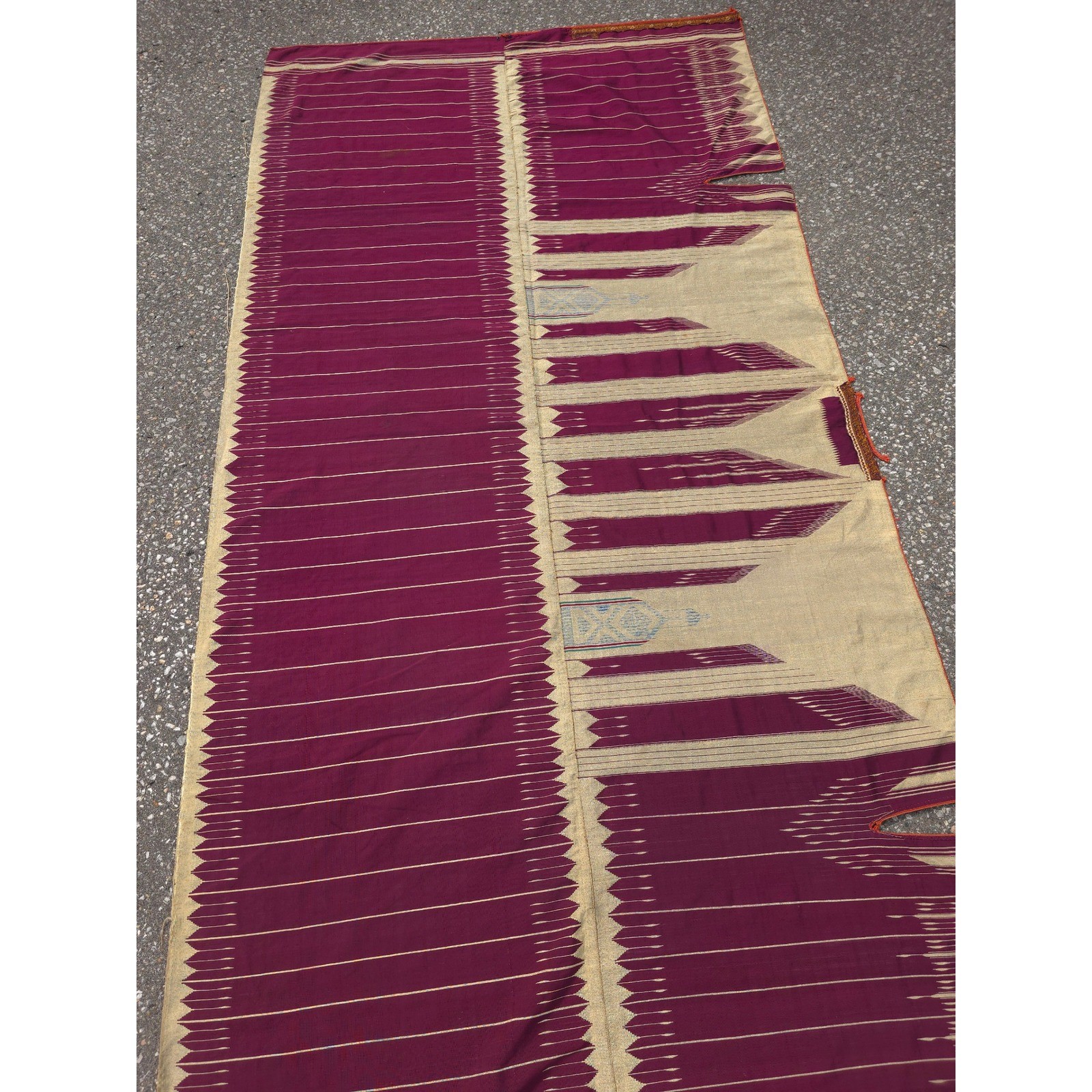 Vintage Purple Silk Sarong One Size Woven Ethnic Ikat Pattern Textile