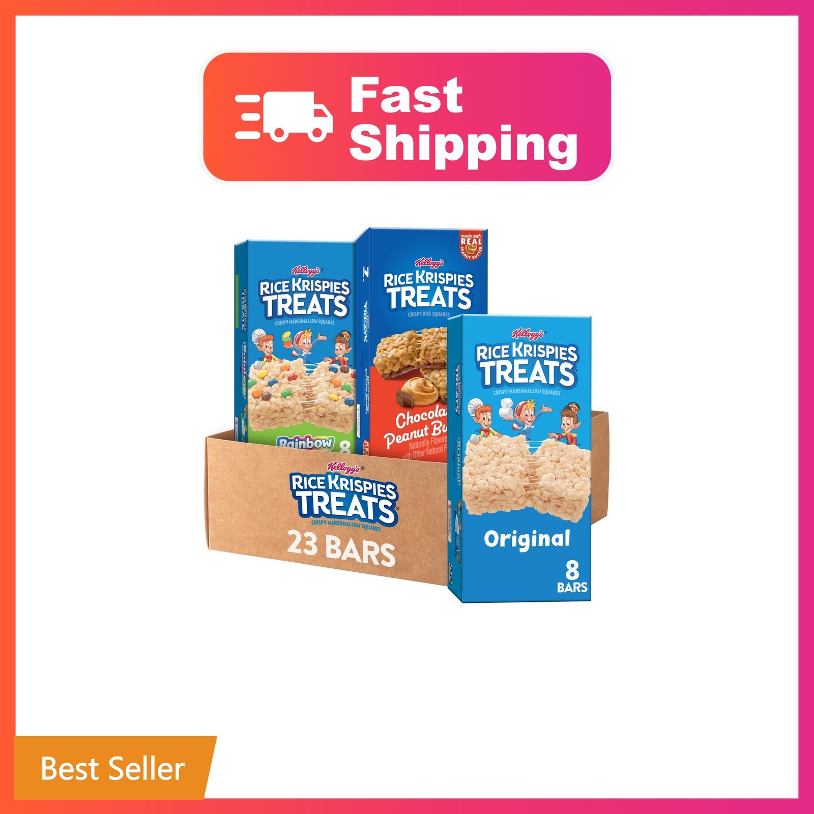 Rice Krispies Treats Crispy Marshmallow Squares, Kids Snacks, Cereal Bars, Va...