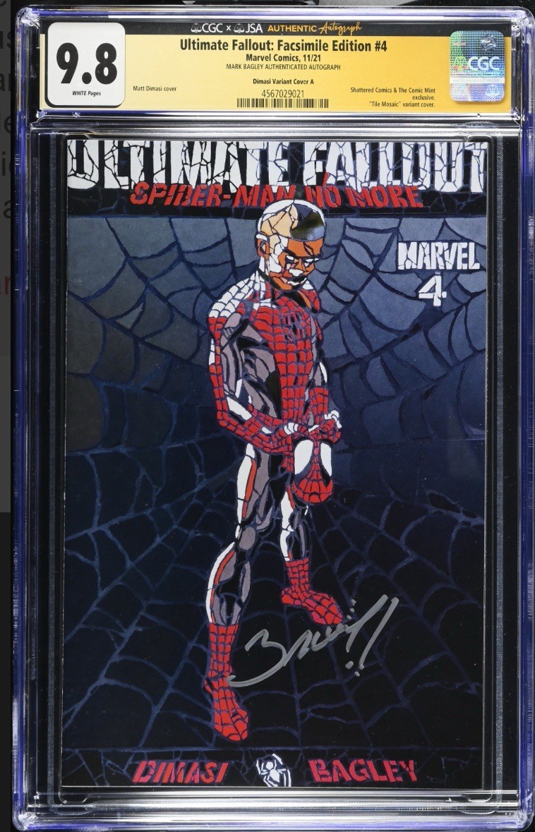 ULTIMATE FALLOUT #4 CGC 9.8 sig Mark Bagley MARVEL SHATTERED SILVER 600 Dimasi