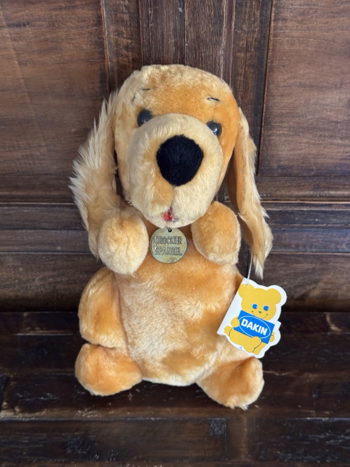 1979 Dakin Crocker National Bank Cocker Spaniel Stuffed Dog Plush 11.5” Vintage